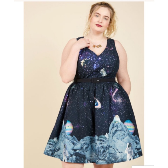 Modcloth Dresses & Skirts - Take Up Space A-Line Dress in Cosmic Kitties 1x